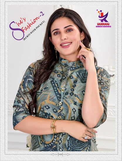Shes Fashion 2 Mlm Kalash Lifestyle Muslin Kurti With Pocket Supplier Gujarat