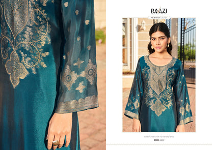 Shezan Raazi Silk Jacquard Pant Style Suits Supplier India