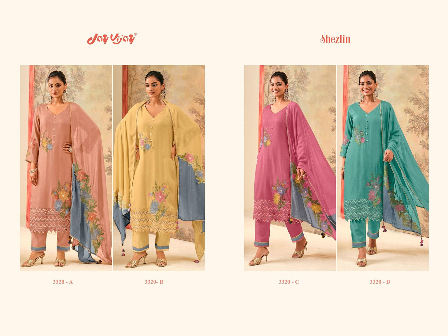 Shezlin 3320 Jay Vijay Organza Pant Style Suits Exporter Gujarat
