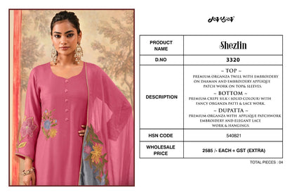Shezlin 3320 Jay Vijay Organza Pant Style Suits Exporter Gujarat