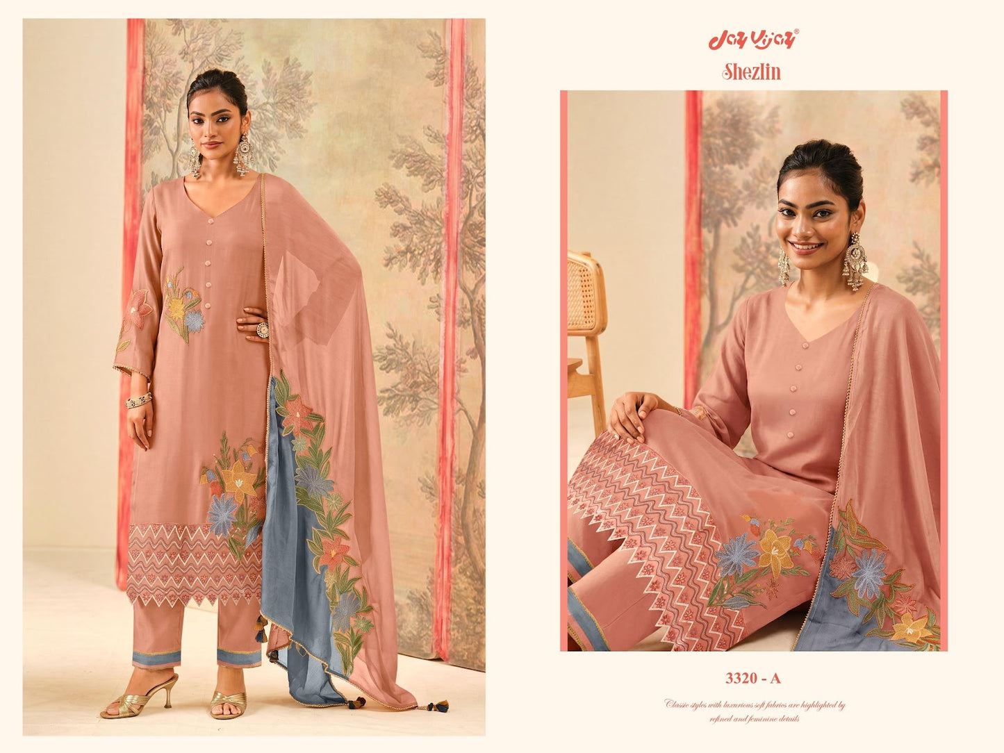 Shezlin 3320 Jay Vijay Organza Pant Style Suits Exporter Gujarat