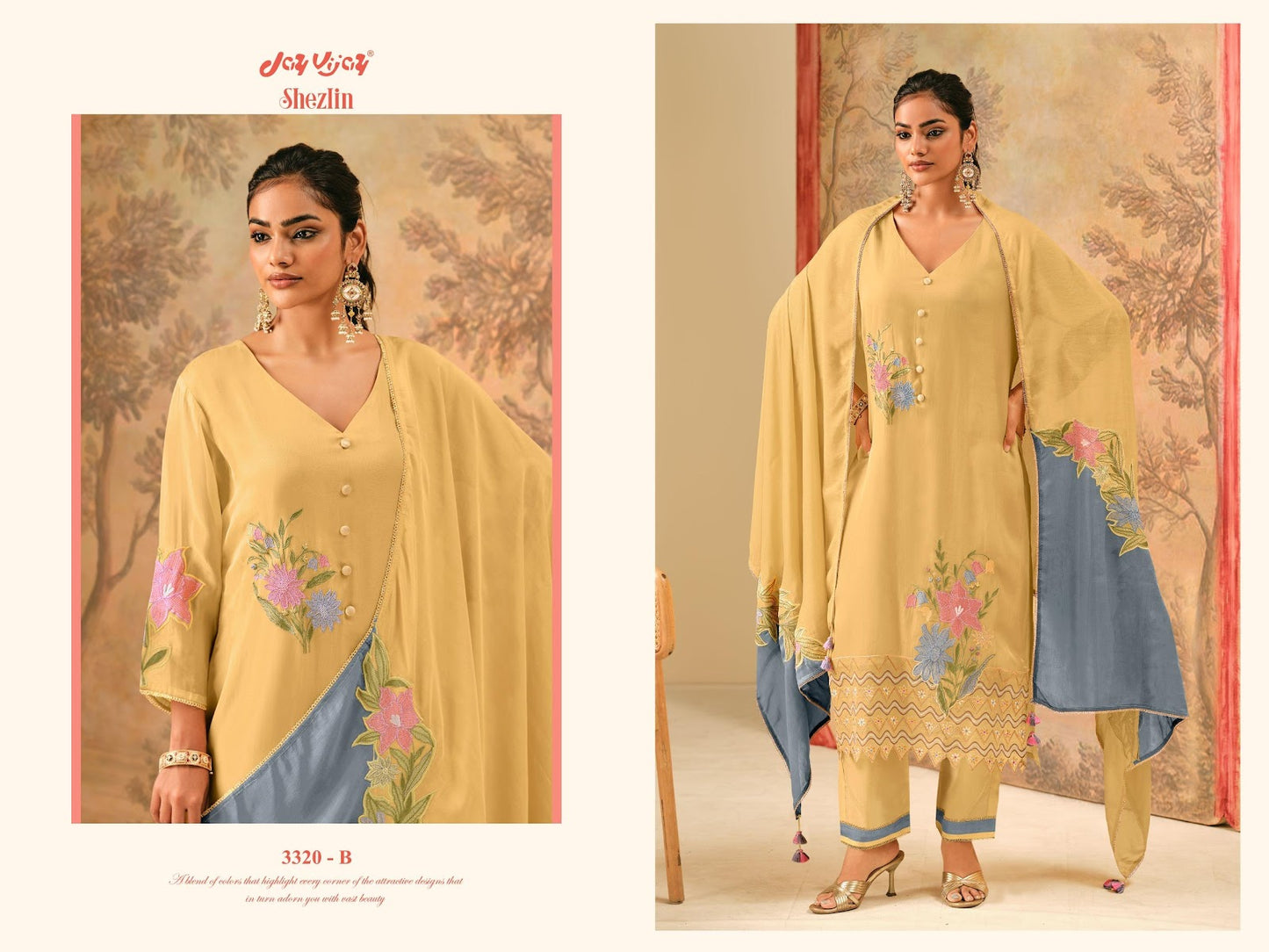 Shezlin 3320 Jay Vijay Organza Pant Style Suits Exporter Gujarat