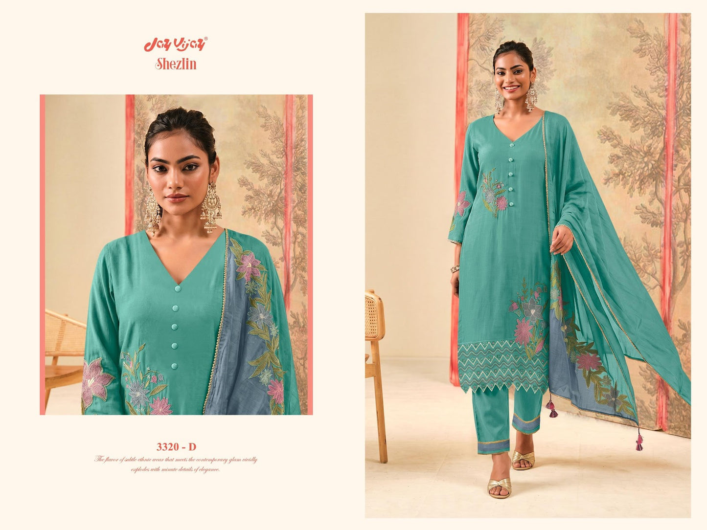 Shezlin 3320 Jay Vijay Organza Pant Style Suits Exporter Gujarat