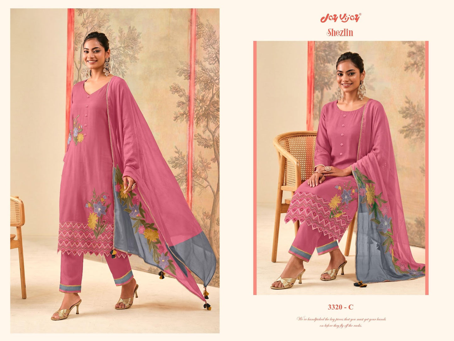 Shezlin 3320 Jay Vijay Organza Pant Style Suits Exporter Gujarat