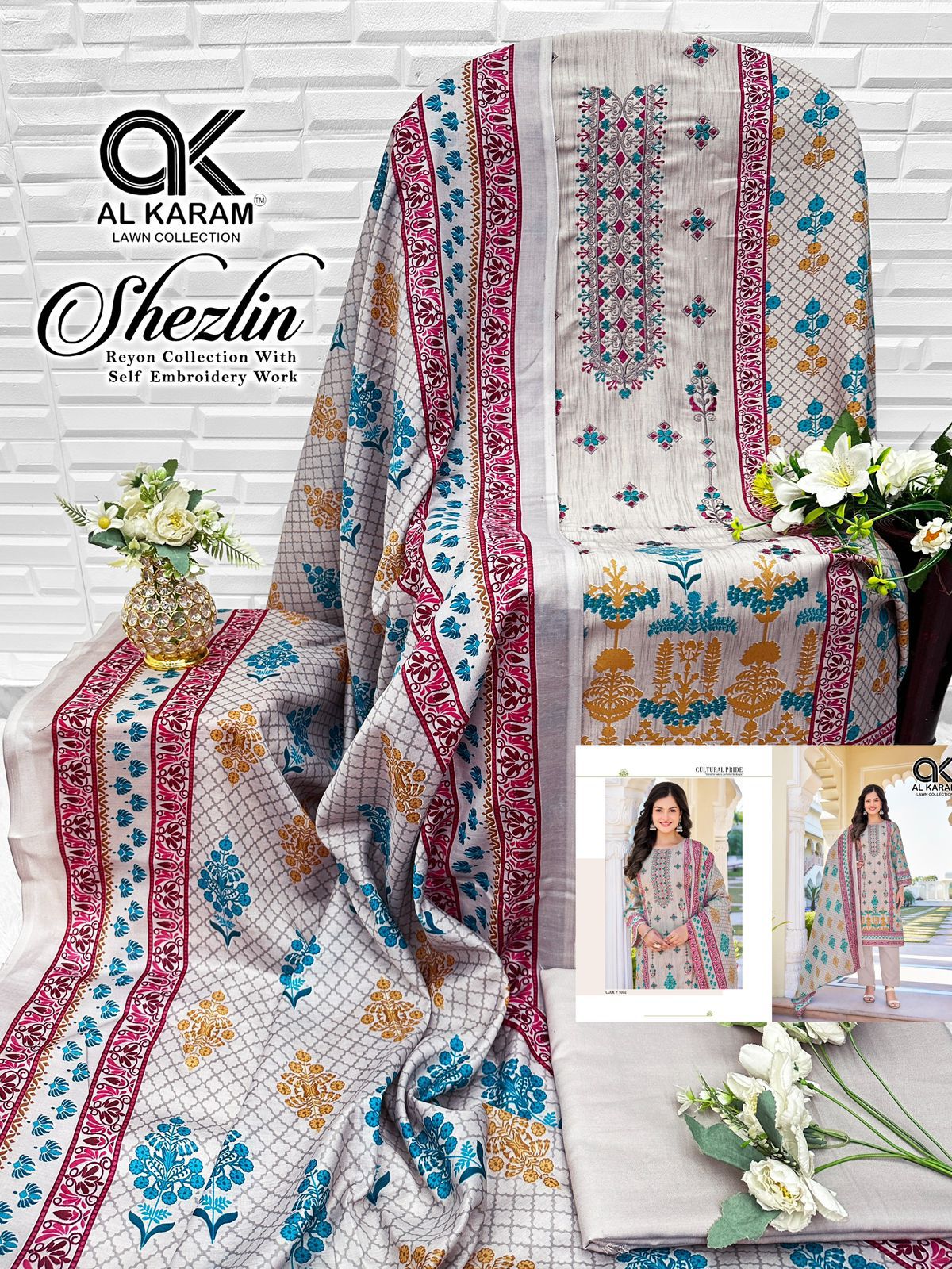 Shezlin Al Karam Cotton Reyon Karachi Salwar Suits Wholesaler