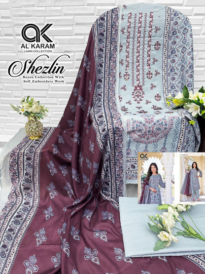 Shezlin Al Karam Cotton Reyon Karachi Salwar Suits Wholesaler