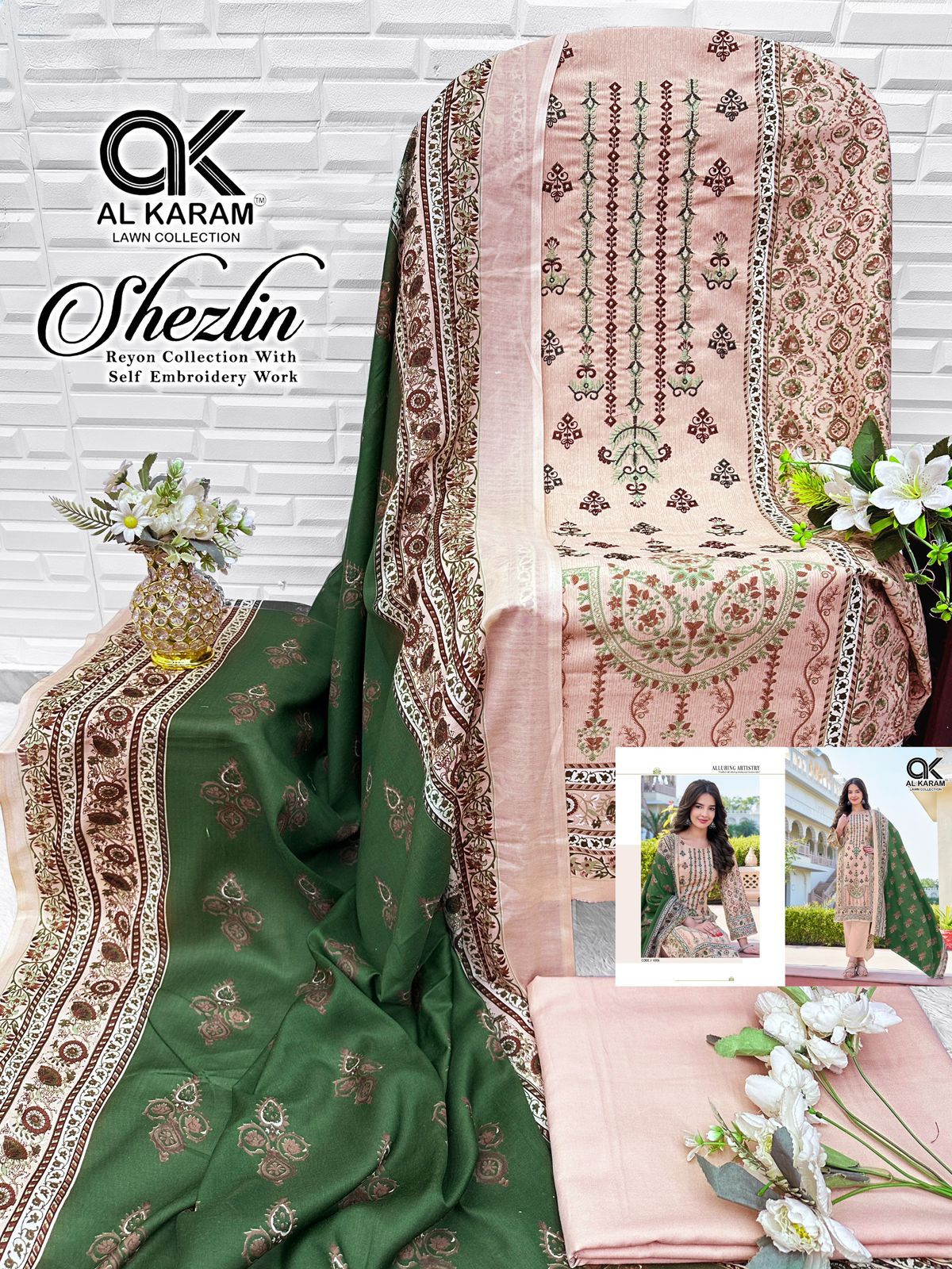Shezlin Al Karam Cotton Reyon Karachi Salwar Suits Wholesaler