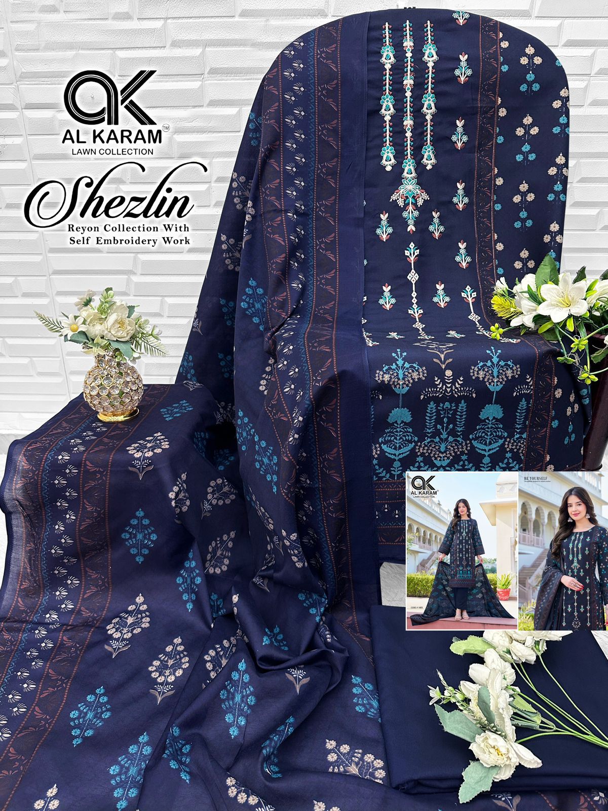 Shezlin Al Karam Cotton Reyon Karachi Salwar Suits Wholesaler