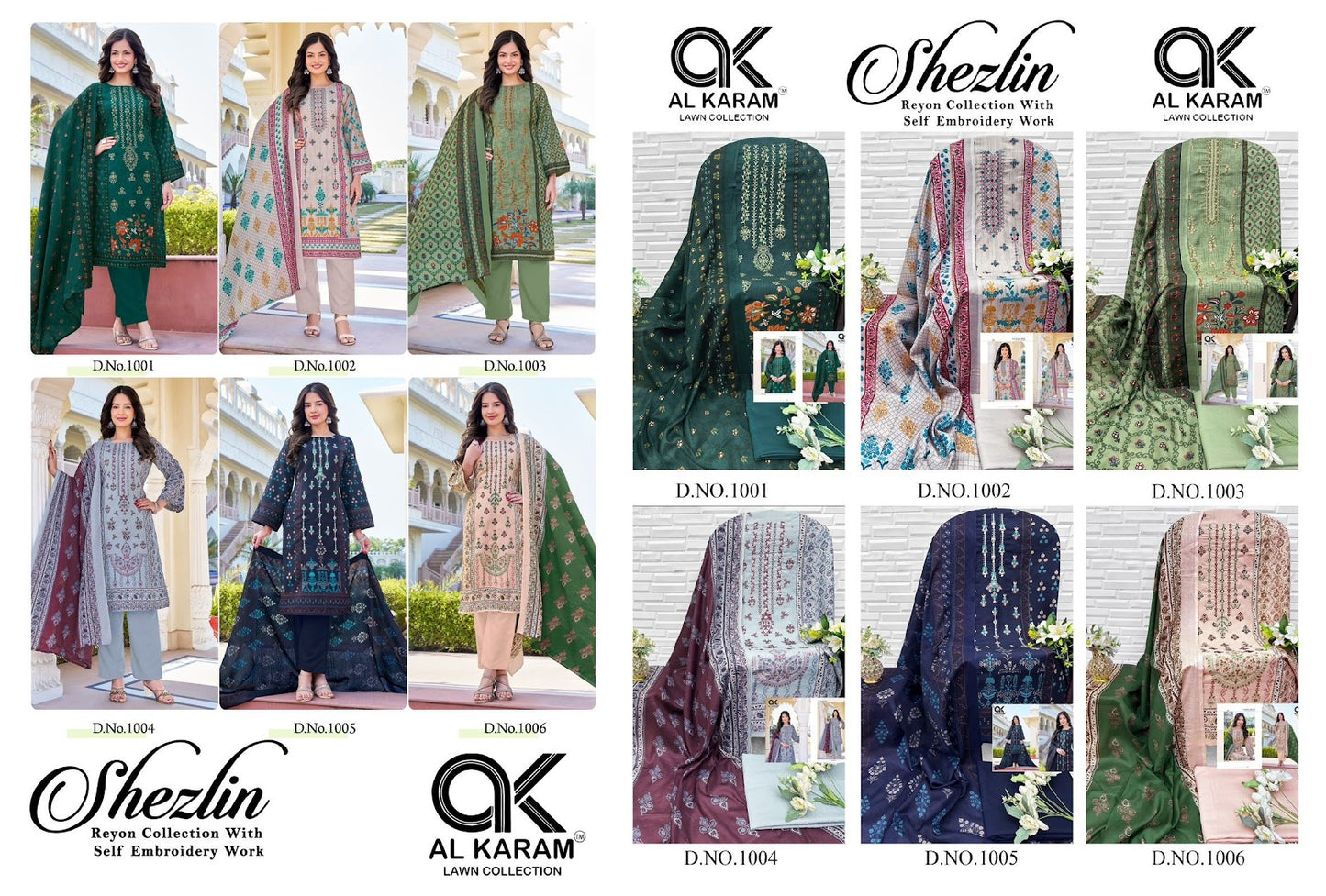Shezlin Al Karam Cotton Reyon Karachi Salwar Suits Wholesaler