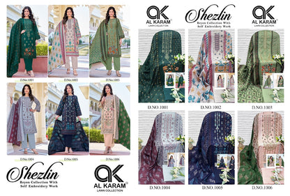Shezlin Al Karam Cotton Reyon Karachi Salwar Suits Wholesaler