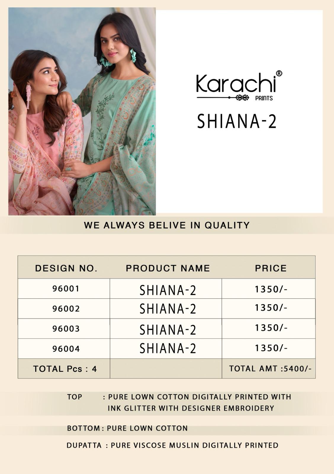 Shiana 2 Karachi Prints Pure Lawn Pant Style Suits Wholesaler Gujarat