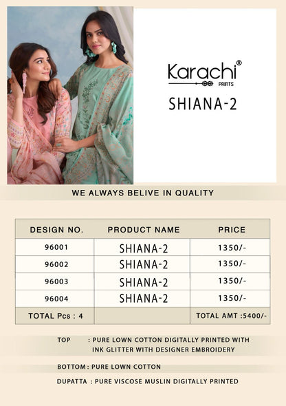 Shiana 2 Karachi Prints Pure Lawn Pant Style Suits Wholesaler Gujarat