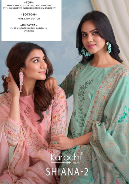 Shiana 2 Karachi Prints Pure Lawn Pant Style Suits Wholesaler Gujarat
