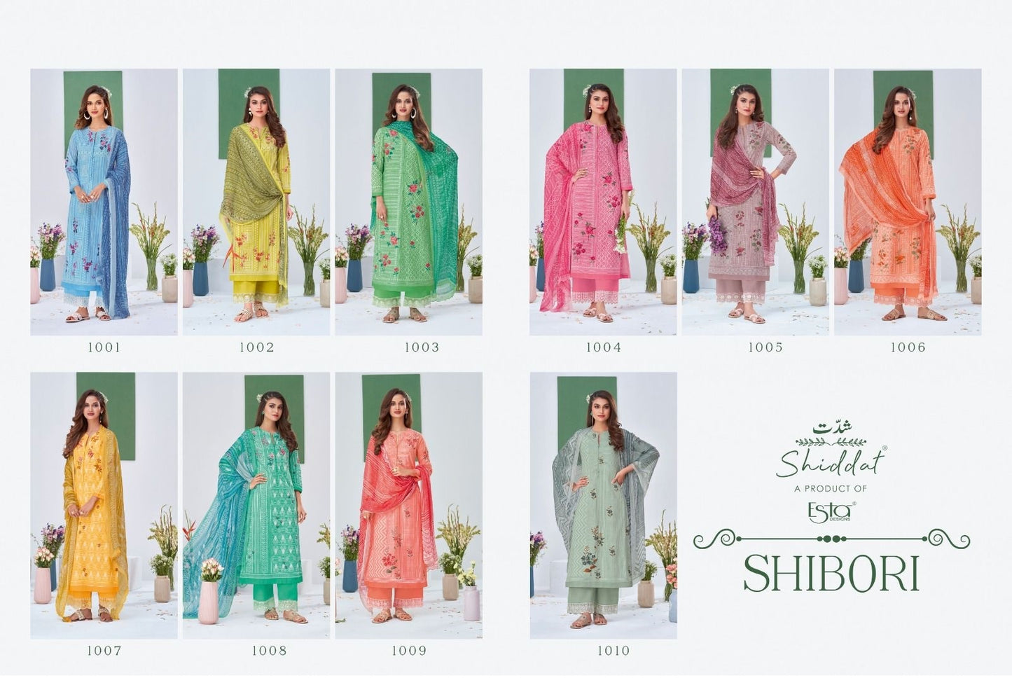Shibori Shiddat Cotton Cambric Pant Style Suits
