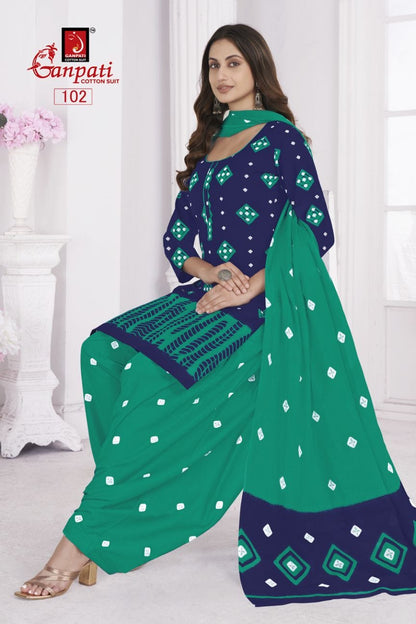 Shibori Special Ganpati Cotton Patiyala Style Suits Wholesaler Ahmedabad