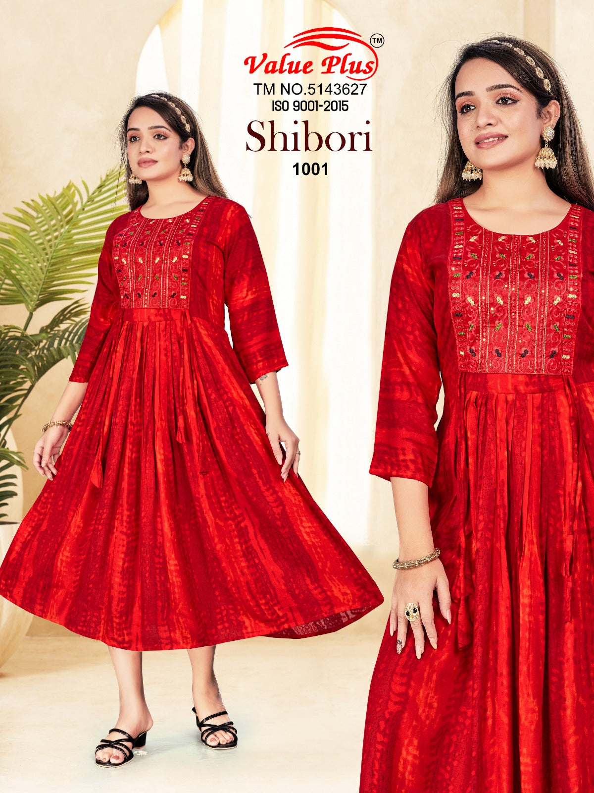 Shibori Value Plus Heavy Rayon Anarkali Kurtis Wholesaler India
