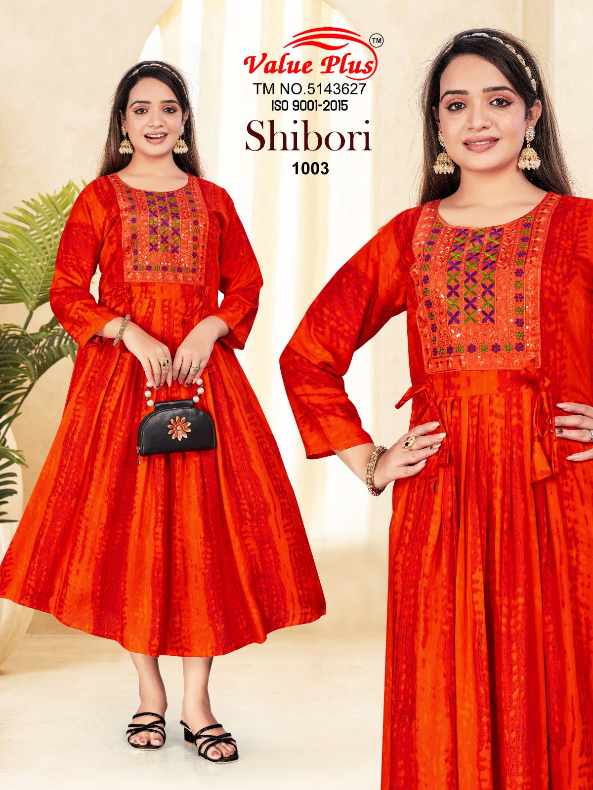 Shibori Value Plus Heavy Rayon Anarkali Kurtis Wholesaler India