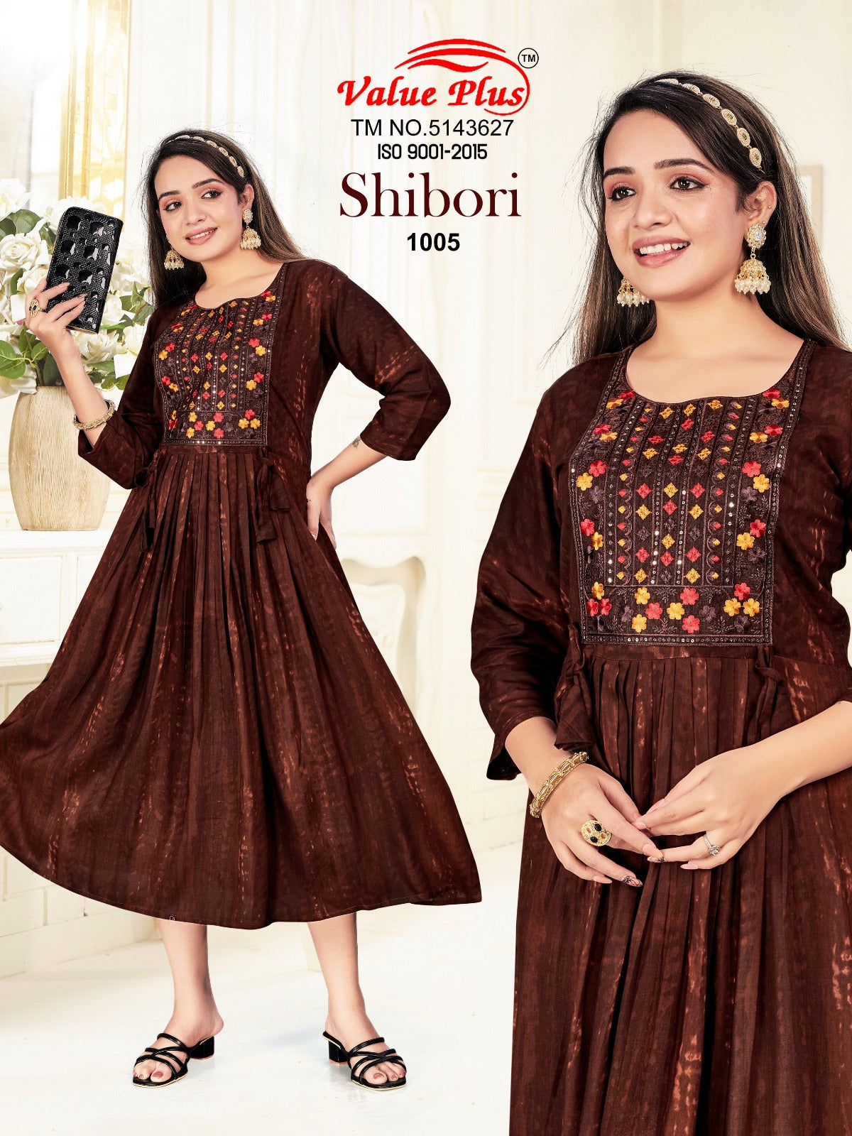 Shibori Value Plus Heavy Rayon Anarkali Kurtis Wholesaler India