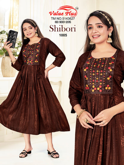 Shibori Value Plus Heavy Rayon Anarkali Kurtis Wholesaler India