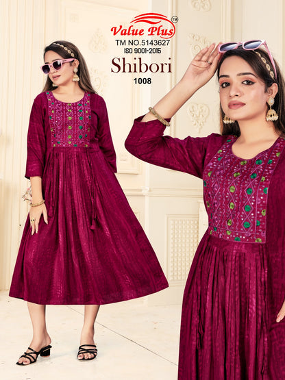 Shibori Value Plus Heavy Rayon Anarkali Kurtis Wholesaler India