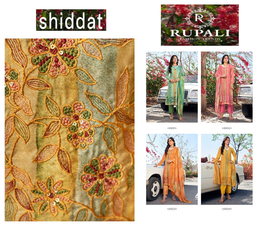 Shiddat Rupali Pure Muslin Pant Style Suits Wholesaler Ahmedabad