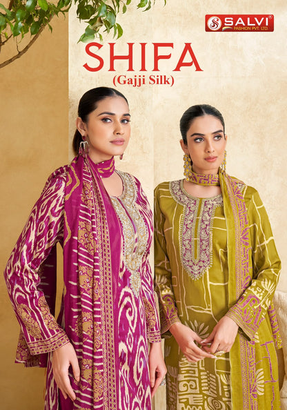 Shifa Salvi Fashion Gajji Silk Pant Style Suits Exporter Ahmedabad