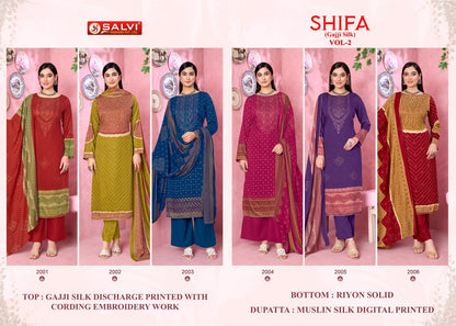 Shifa Vol 2 Salvi Fashion Gajji Silk Pant Style Suits Manufacturer