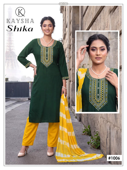 Shika Vol 1 Kysa Reyon Readymade Pant Style Suits Exporter Gujarat