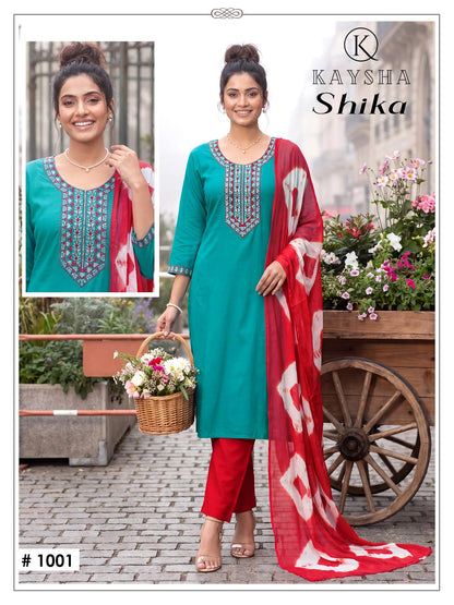 Shika Vol 1 Kysa Reyon Readymade Pant Style Suits Exporter Gujarat