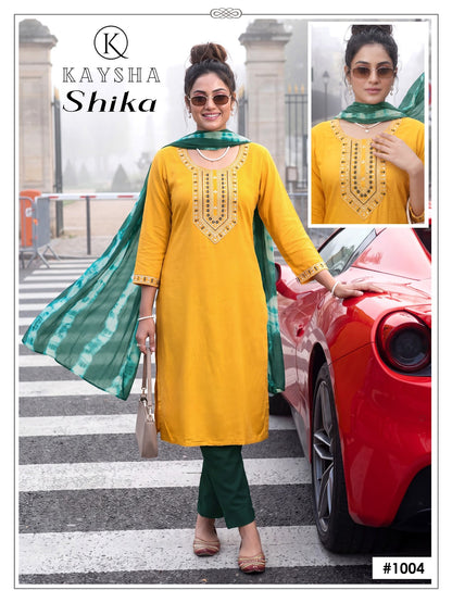 Shika Vol 1 Kysa Reyon Readymade Pant Style Suits Exporter Gujarat