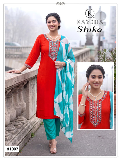 Shika Vol 1 Kysa Reyon Readymade Pant Style Suits Exporter Gujarat