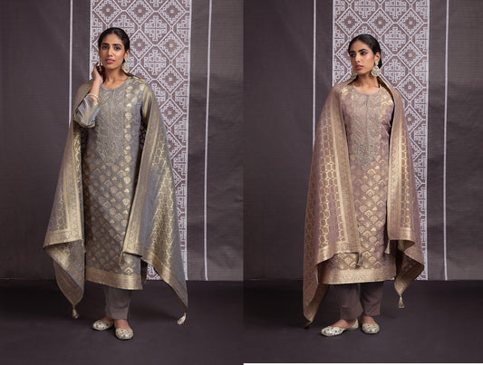 Shikaga Naariti Silk Jacquard Pant Style Suits Supplier India