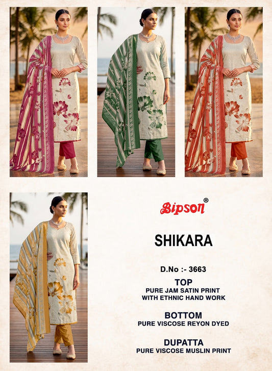 Shikara 3663 Bipson Prints Jam Satin Pant Style Suits Manufacturer