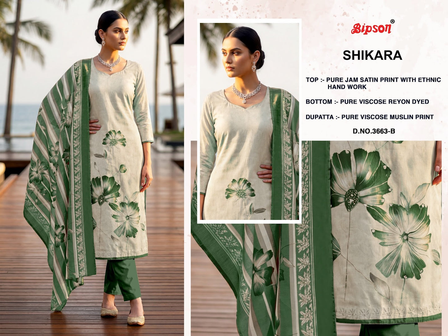 Shikara 3663 Bipson Prints Jam Satin Pant Style Suits Manufacturer
