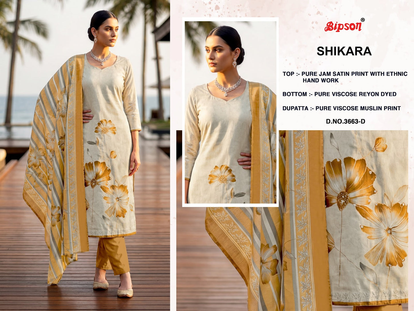 Shikara 3663 Bipson Prints Jam Satin Pant Style Suits Manufacturer