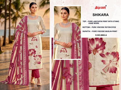 Shikara 3663 Bipson Prints Jam Satin Pant Style Suits Manufacturer