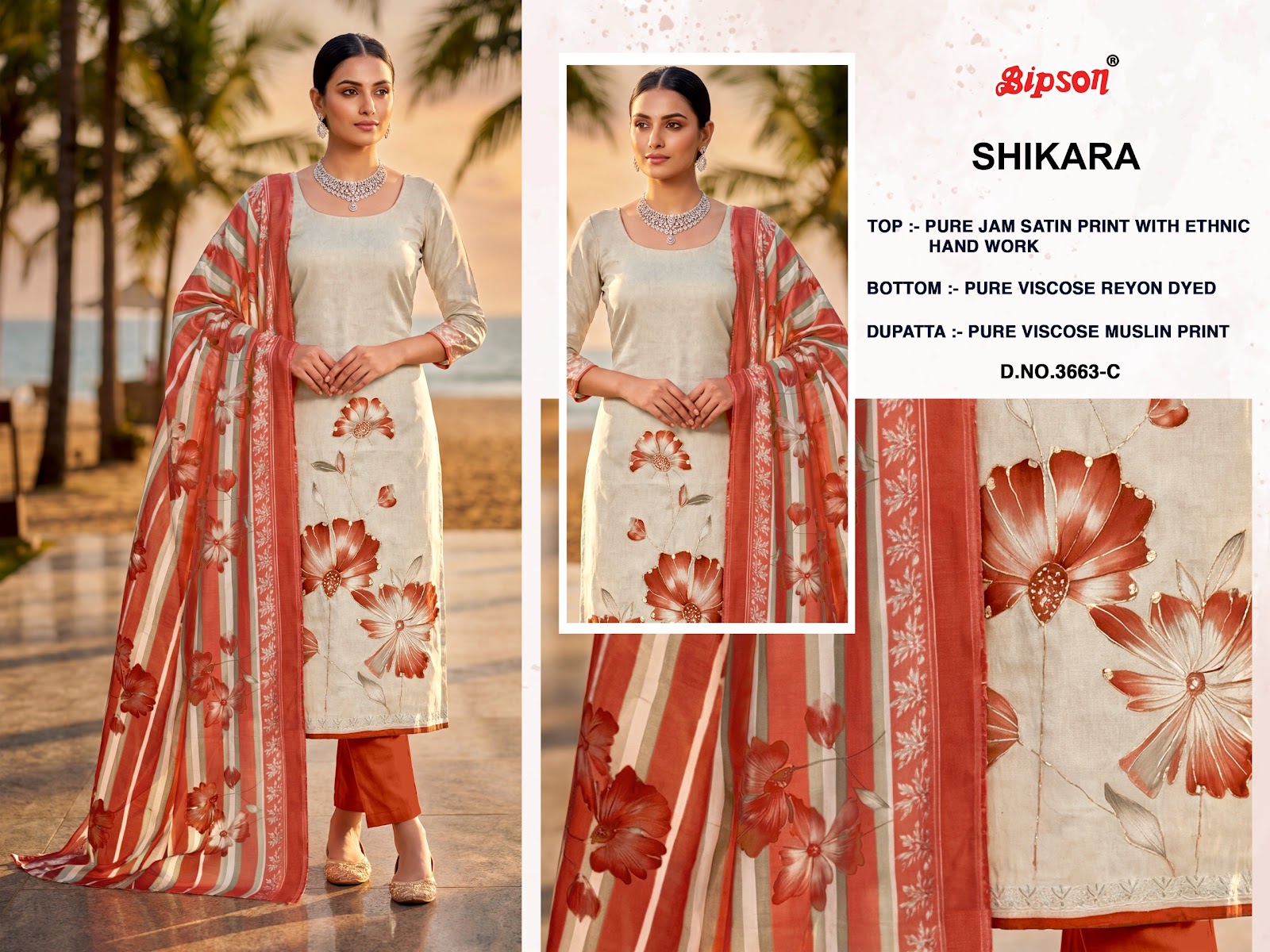 Shikara 3663 Bipson Prints Jam Satin Pant Style Suits Manufacturer