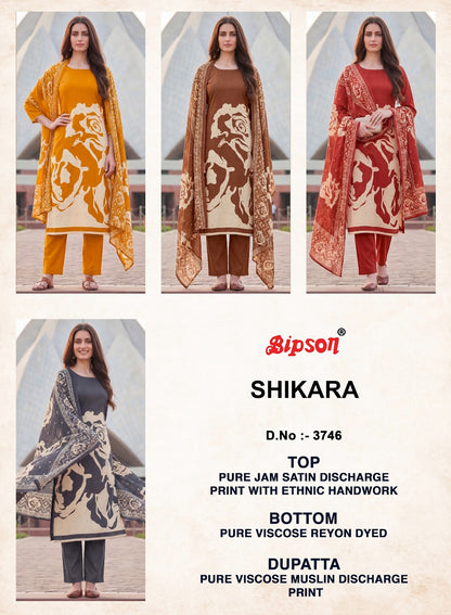 Shikara 3746 Bipson Prints Jam Satin Pant Style Suits Wholesale Price