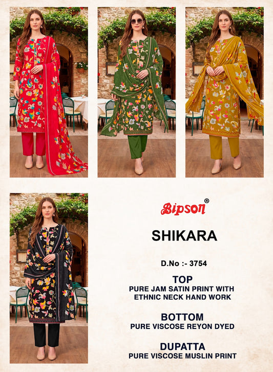 Shikara 3754 Bipson Prints Jam Satin Pant Style Suits Manufacturer