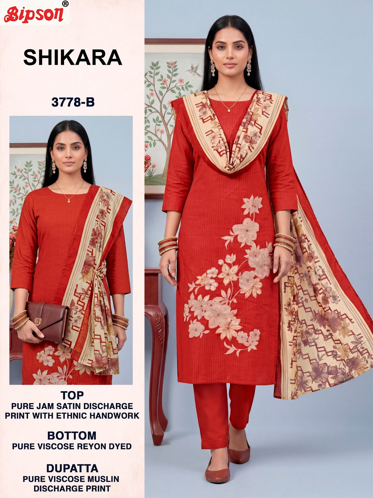 Shikara 3778 Bipson Prints Jam Satin Pant Style Suits Manufacturer India