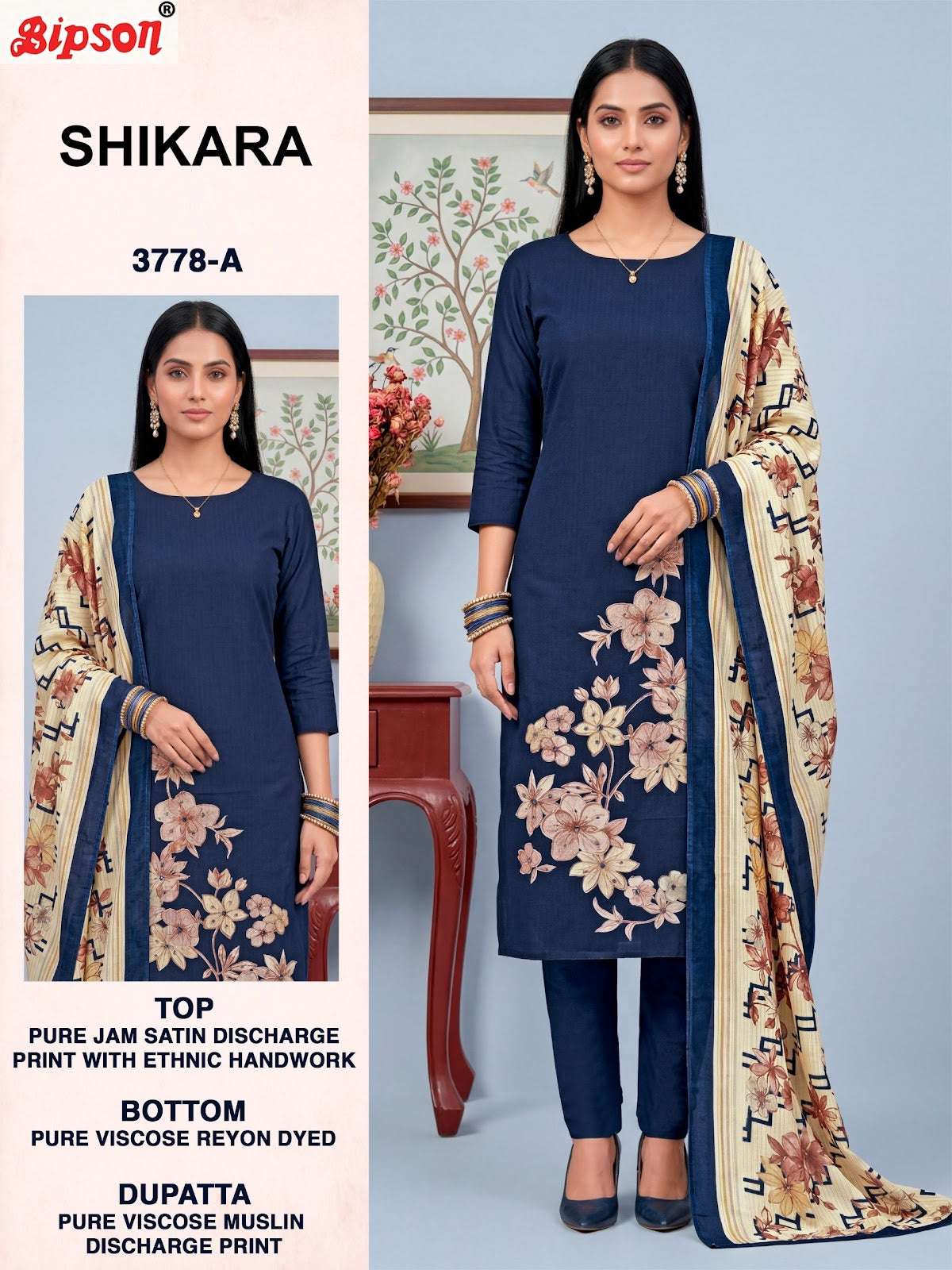 Shikara 3778 Bipson Prints Jam Satin Pant Style Suits Manufacturer India