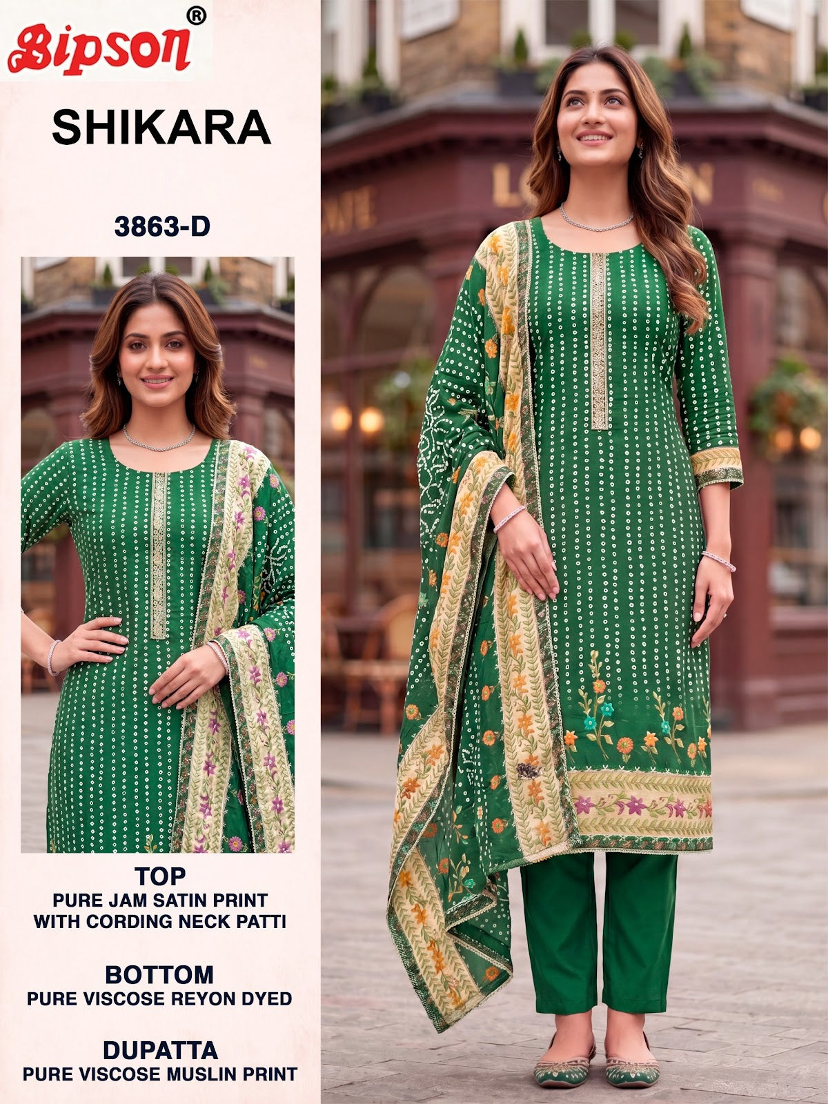 Shikara 3862-3863 Bipson Prints Jam Satin Pant Style Suits Exporter