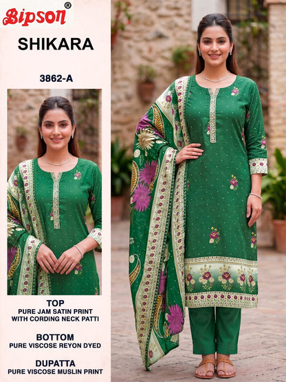 Shikara 3862-3863 Bipson Prints Jam Satin Pant Style Suits Exporter