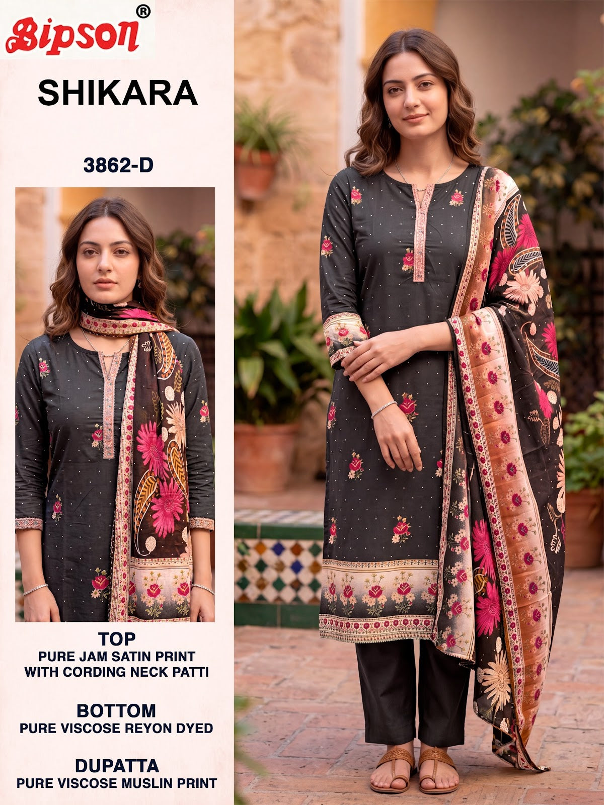 Shikara 3862-3863 Bipson Prints Jam Satin Pant Style Suits Exporter