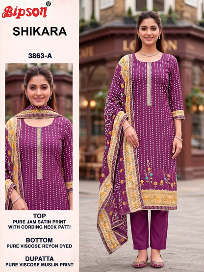Shikara 3862-3863 Bipson Prints Jam Satin Pant Style Suits Exporter