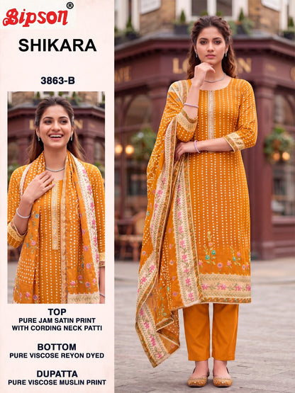 Shikara 3862-3863 Bipson Prints Jam Satin Pant Style Suits Exporter