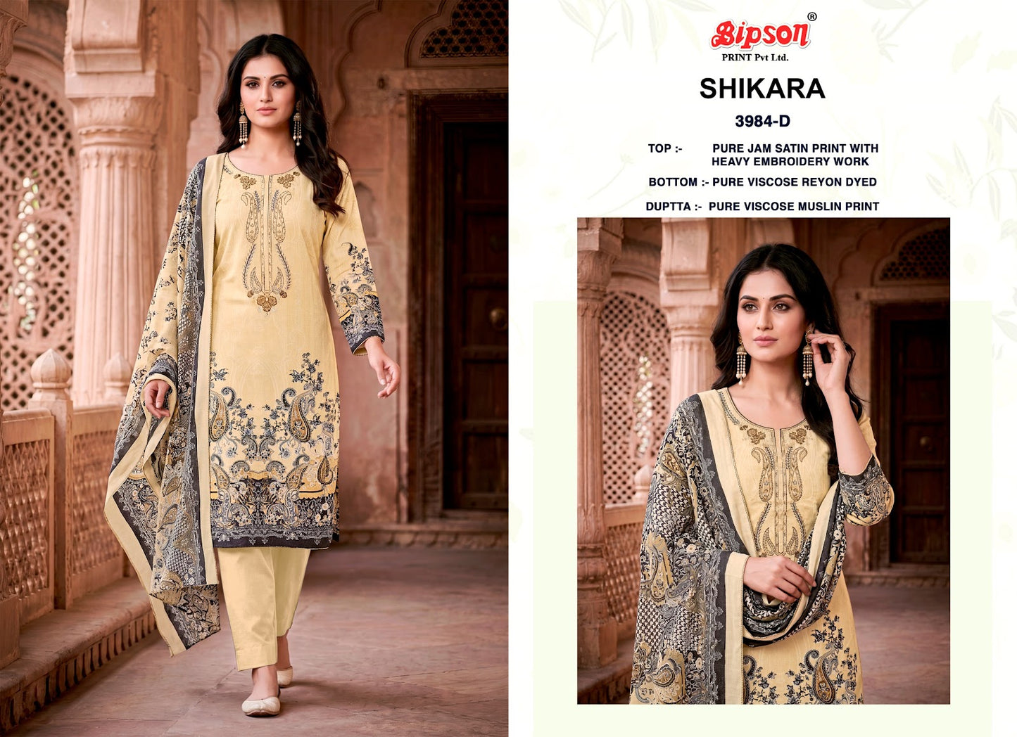 Shikara 3984 Bipson Prints Jam Satin Pant Style Suits Supplier