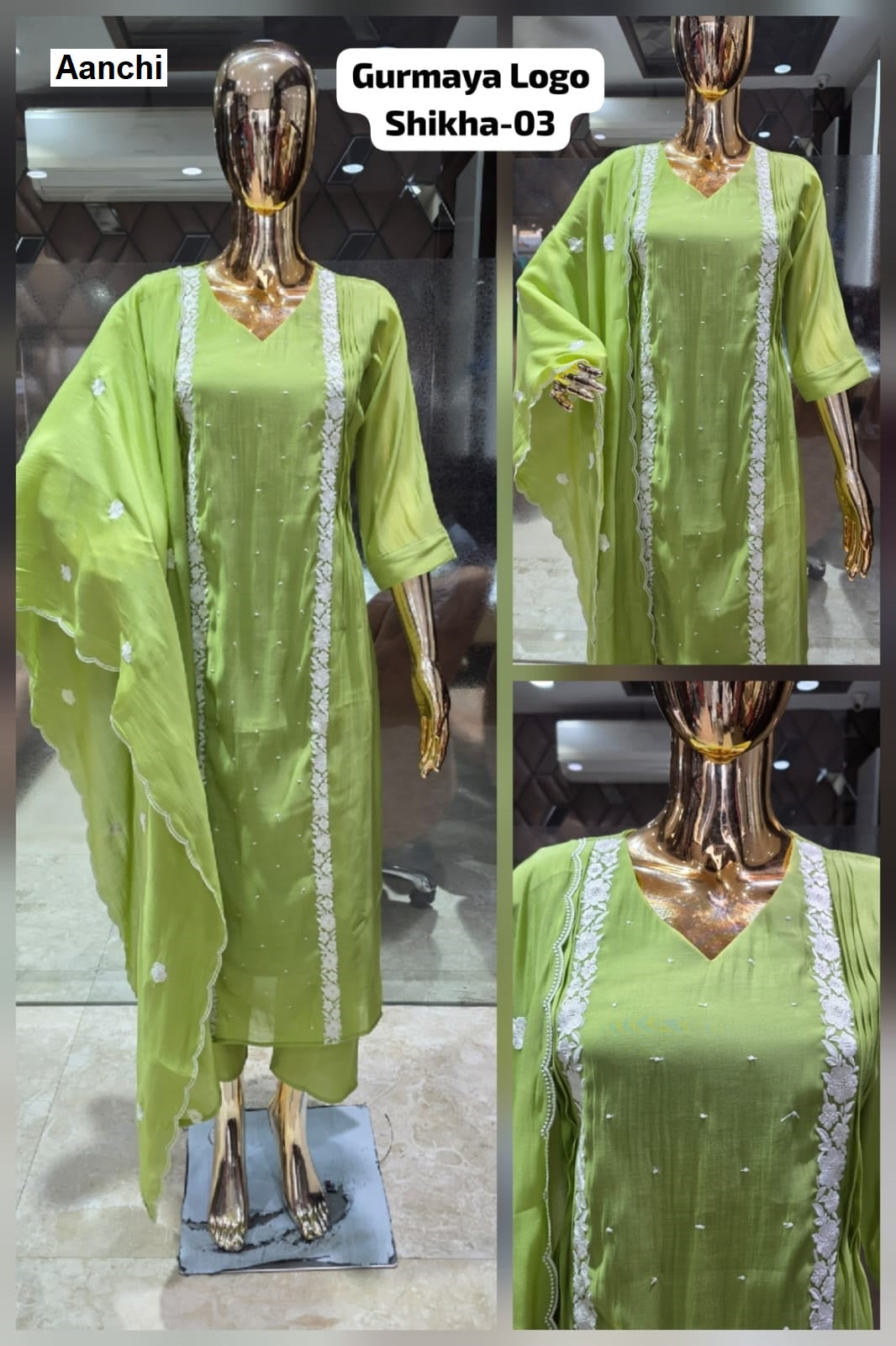 Shikha Gurmaya Aanchi Mul Chanderi Readymade Pant Style Suits Manufacturer Ahmedabad