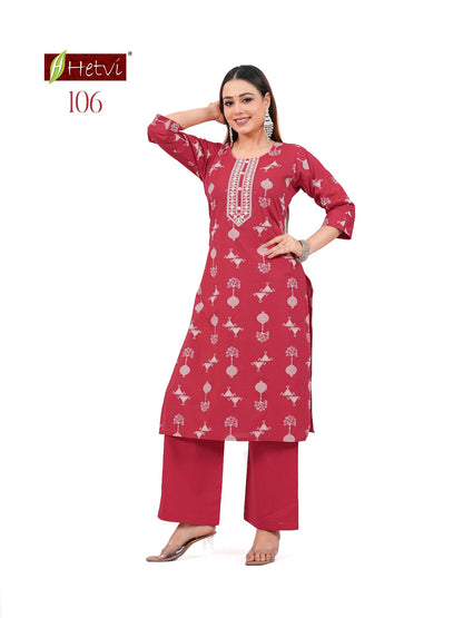 Shikha Hetvi Cotton Kurti Plazzo Set Wholesaler India