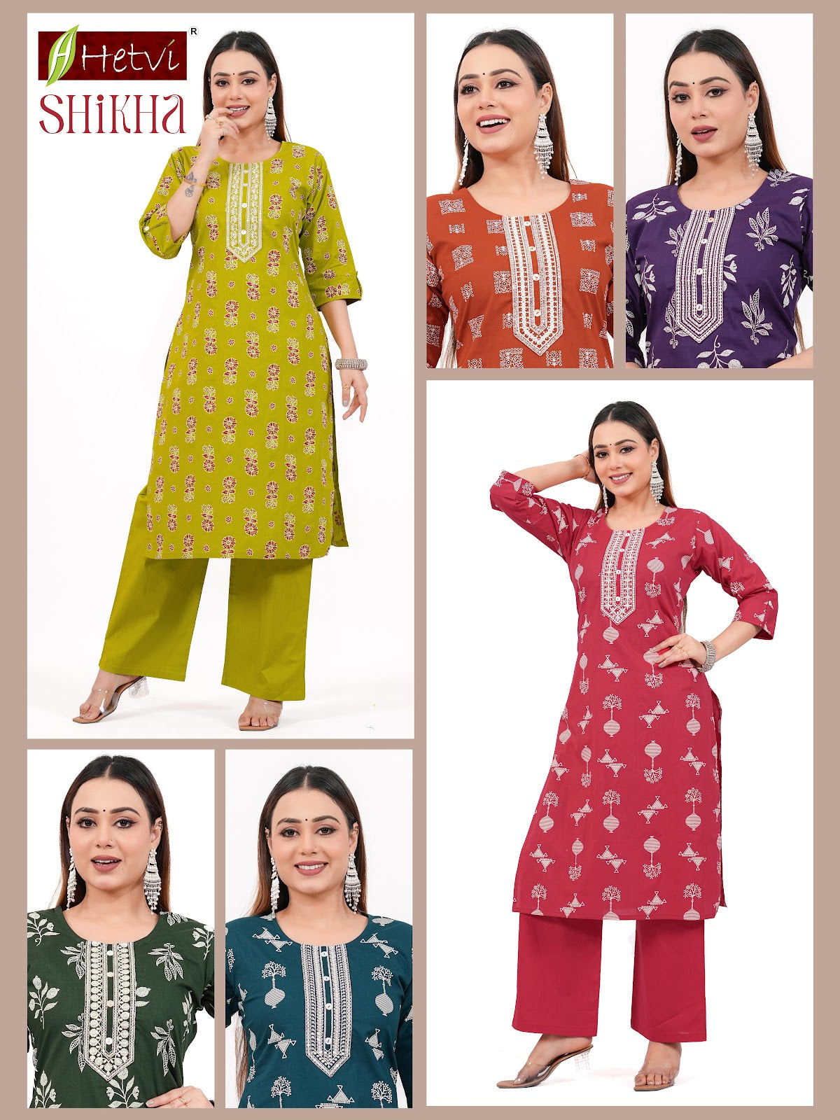 Shikha Hetvi Cotton Kurti Plazzo Set Wholesaler India